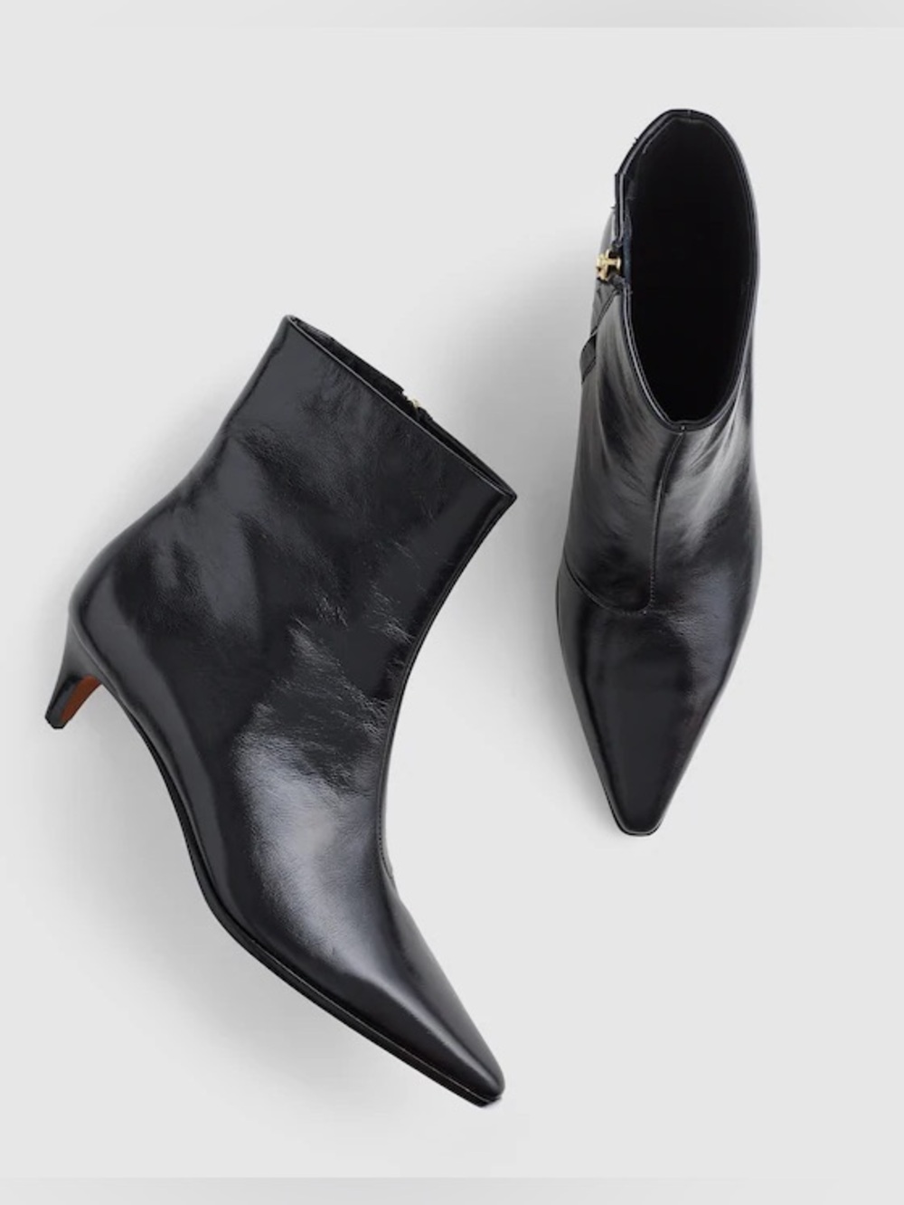 NWOB Madewell Emilie Ankle Boot Crinkled Patent Leather Black Sz 7 NX217